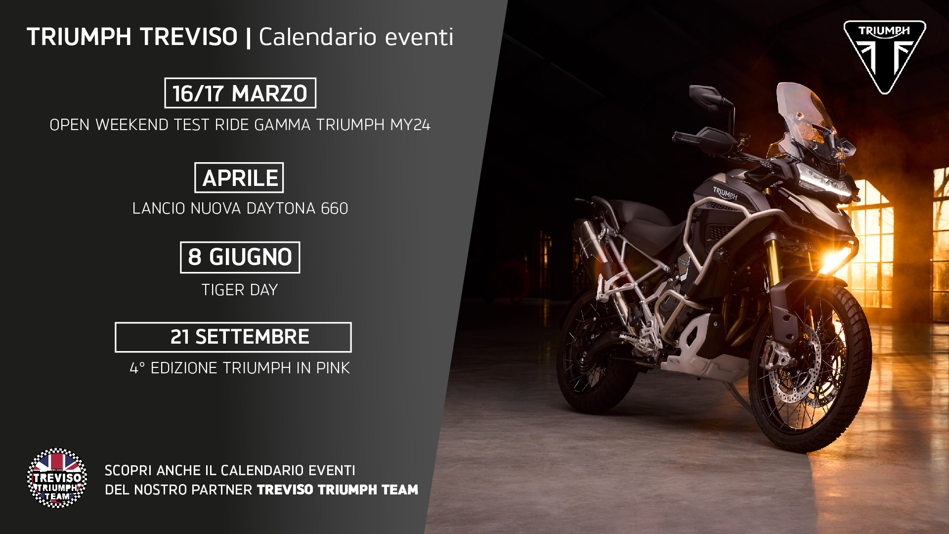 Evento TRIUMPH TREVISO CALENDARIO EVENTI 2024 Triumph Treviso