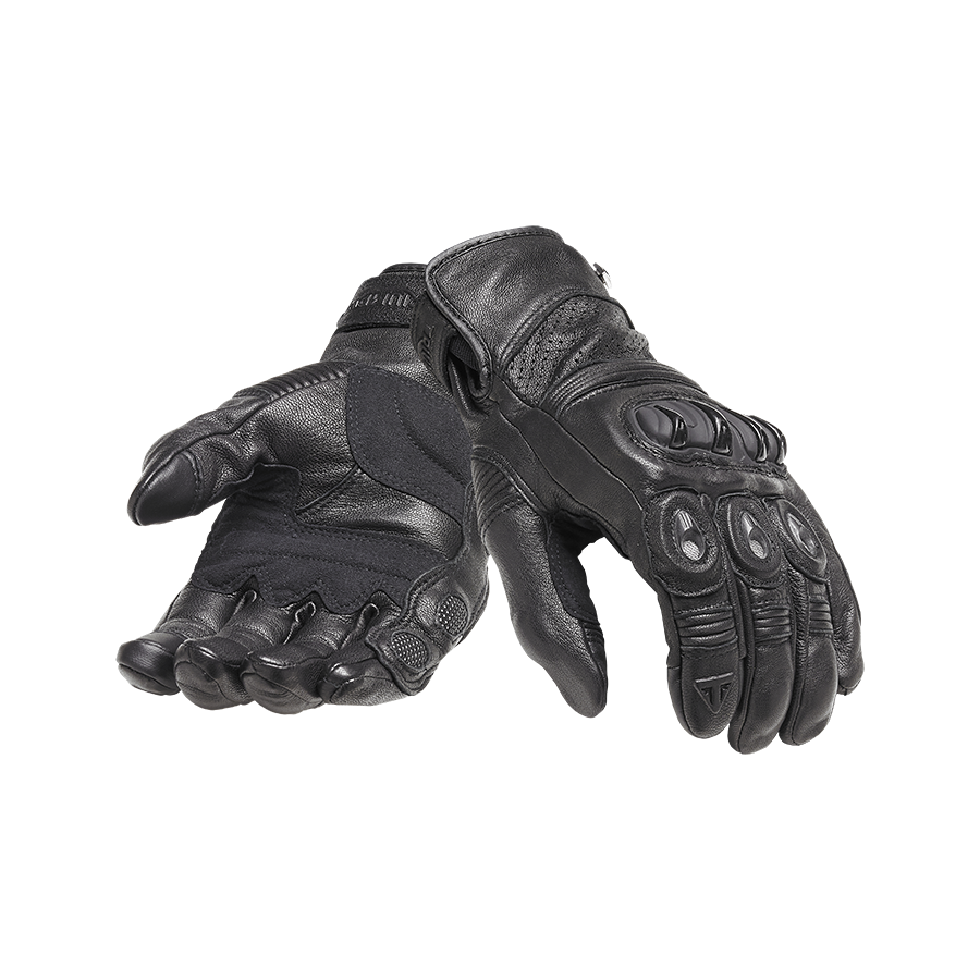 Brookes Black Leather Motorcycle Gloves