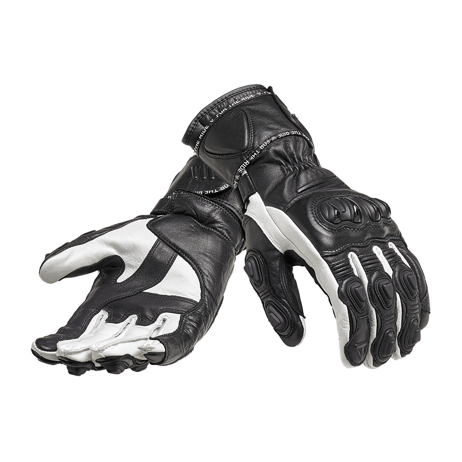 Triple Black Leather Motorcycle Gloves