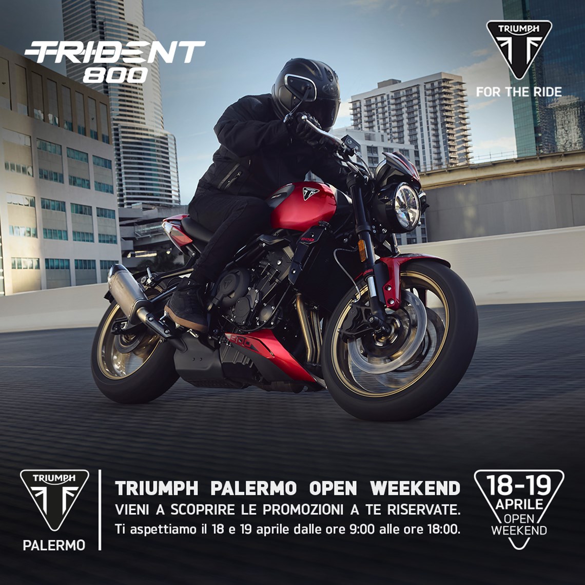 TRIUMPH SICILIA- PALERMO , OPEN WEEKEND 18 E 19 APRILE 2026